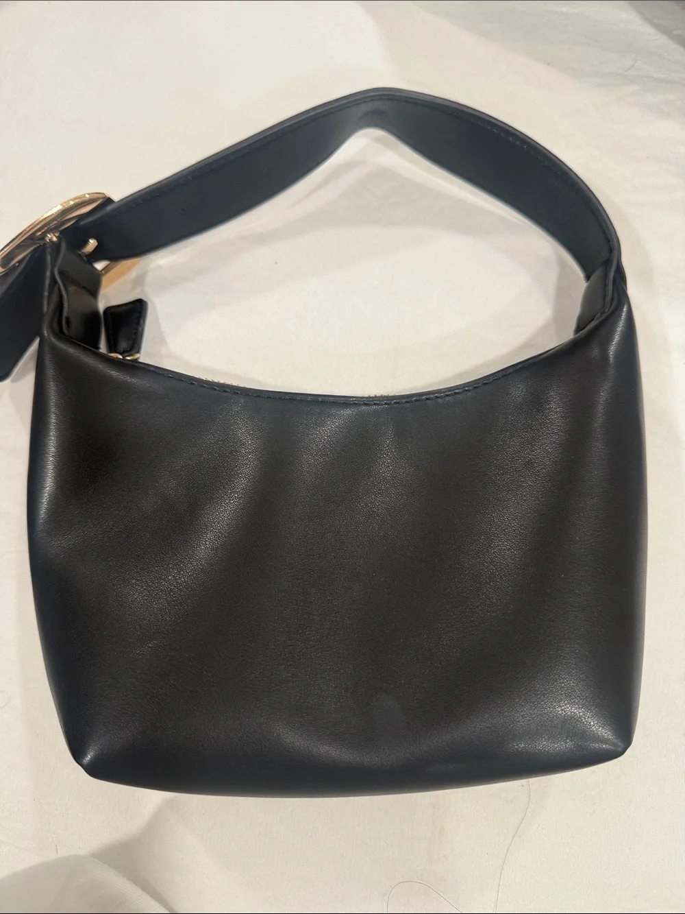 Black Leather Shoulder Bag - Minimal Women's Hobo